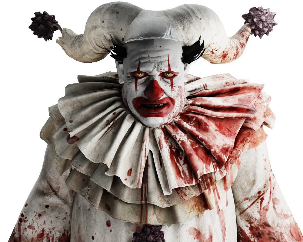 The Clown killer from Dead by Daylight holding poison bottles